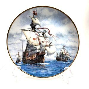 Vtg Plate The First Voyage Ship Grandpa Dad Coastalcore Numbered Am Geo Society